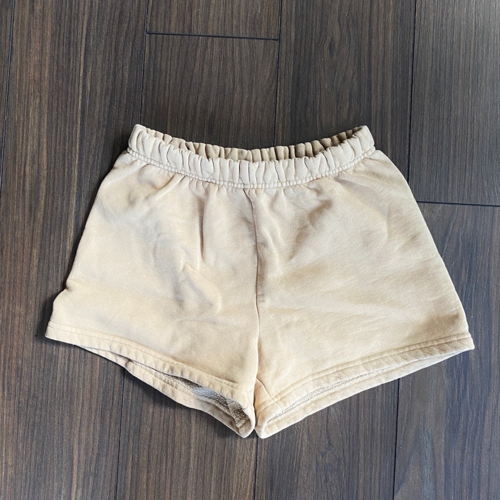 TNA cozy AF Fleece Tan Athletic sweat Shorts with Elastic Waistband